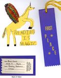 Reading contest bookmark - winged unicorn - 1st place in 4th grade
